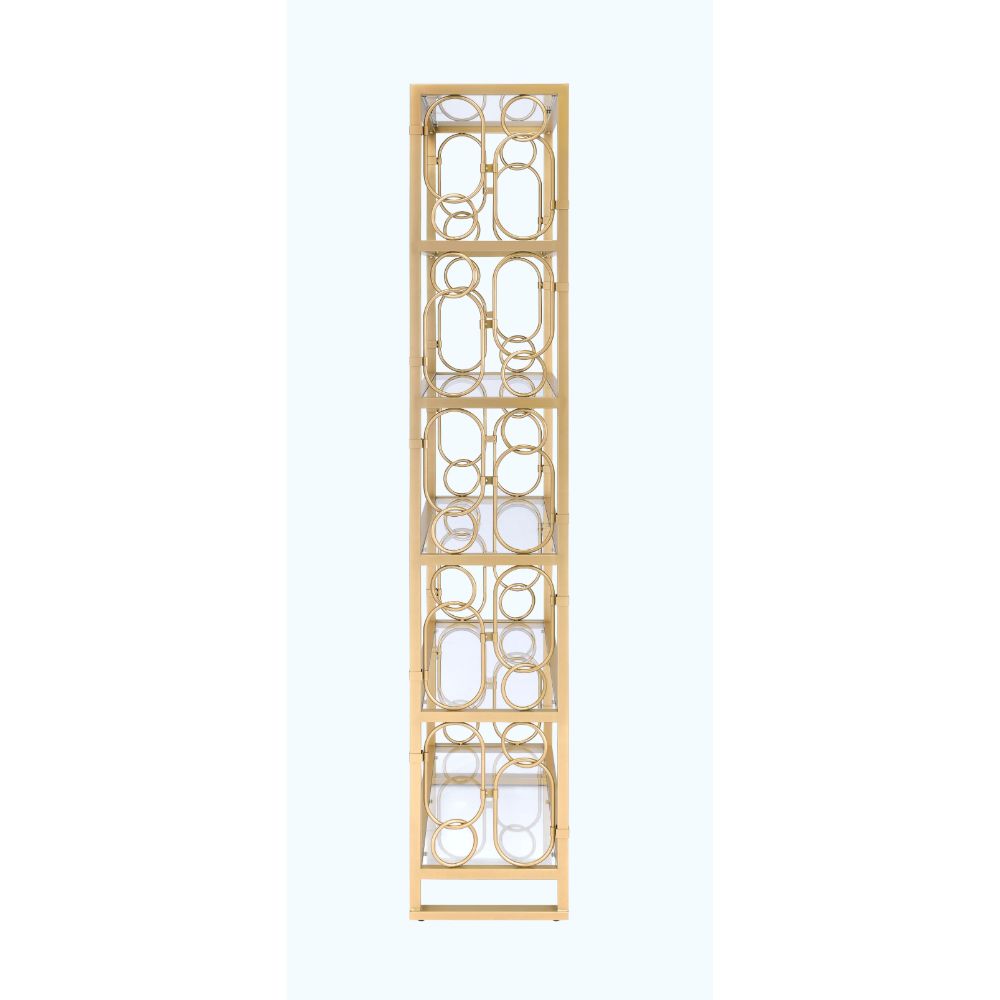 Milavera Clear Glass & Gold Finish Bookshelf