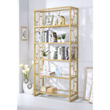 Milavera Clear Glass & Gold Finish Bookshelf