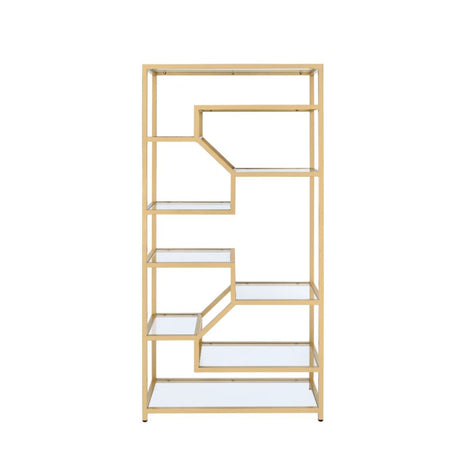 Lecanga Clear Glass & Gold Finish Bookshelf