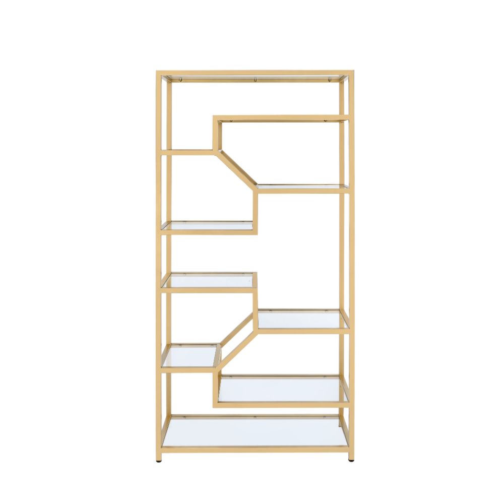 Lecanga Clear Glass & Gold Finish Bookshelf