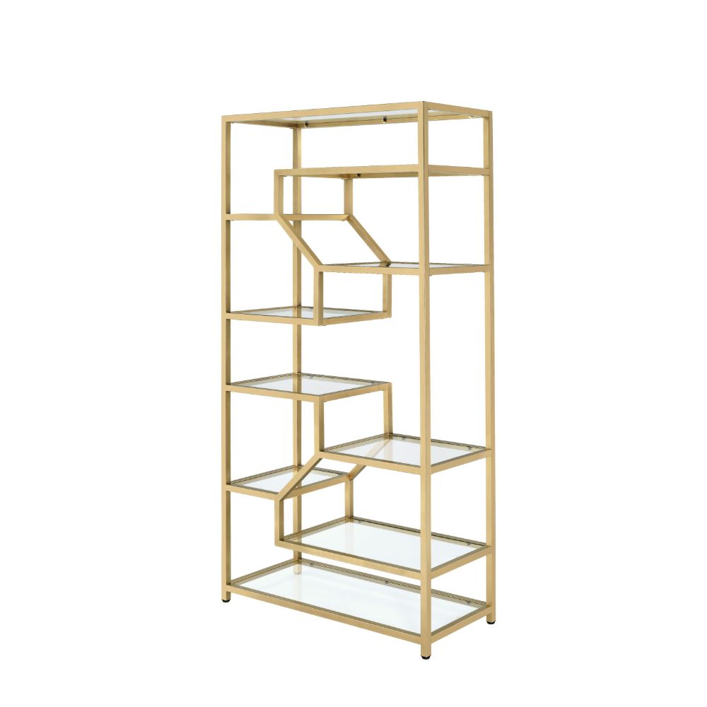 Lecanga Clear Glass & Gold Finish Bookshelf