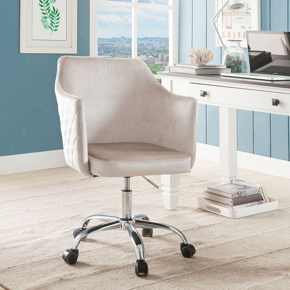 Cosgair Champagne Velvet & Chrome Finish Office Chair