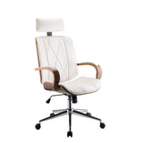 Yoselin White Synthetic Leather & Walnut Finish Office Chair