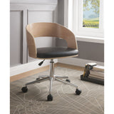 Yoshiko Black Synthetic Leather & Beech Finish Office Chair