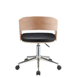 Yoshiko Black Synthetic Leather & Beech Finish Office Chair