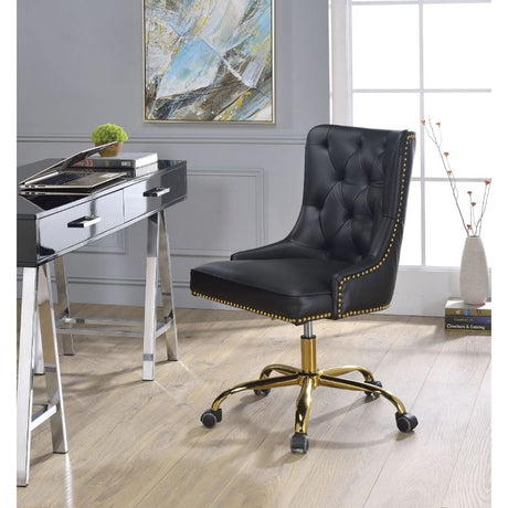 Purlie Black Synthetic Leather & Gold Finish Office Chair