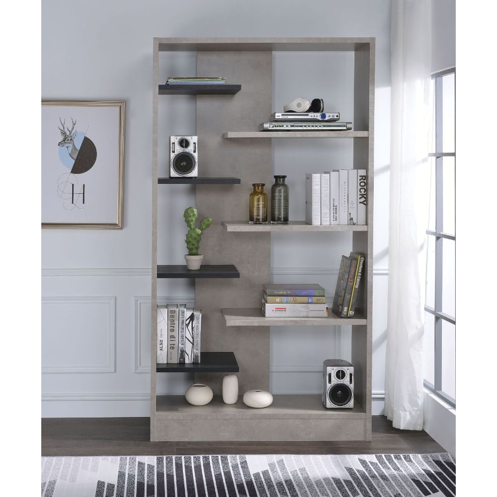 Magna Faux Concrete & Black Finish Bookshelf