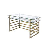 Shona Clear Glass Top & Antique Gold Finish Desk