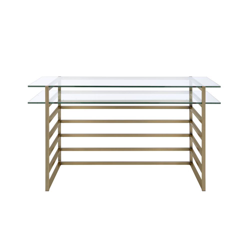 Shona Clear Glass Top & Antique Gold Finish Desk