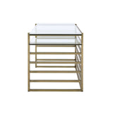 Shona Clear Glass Top & Antique Gold Finish Desk