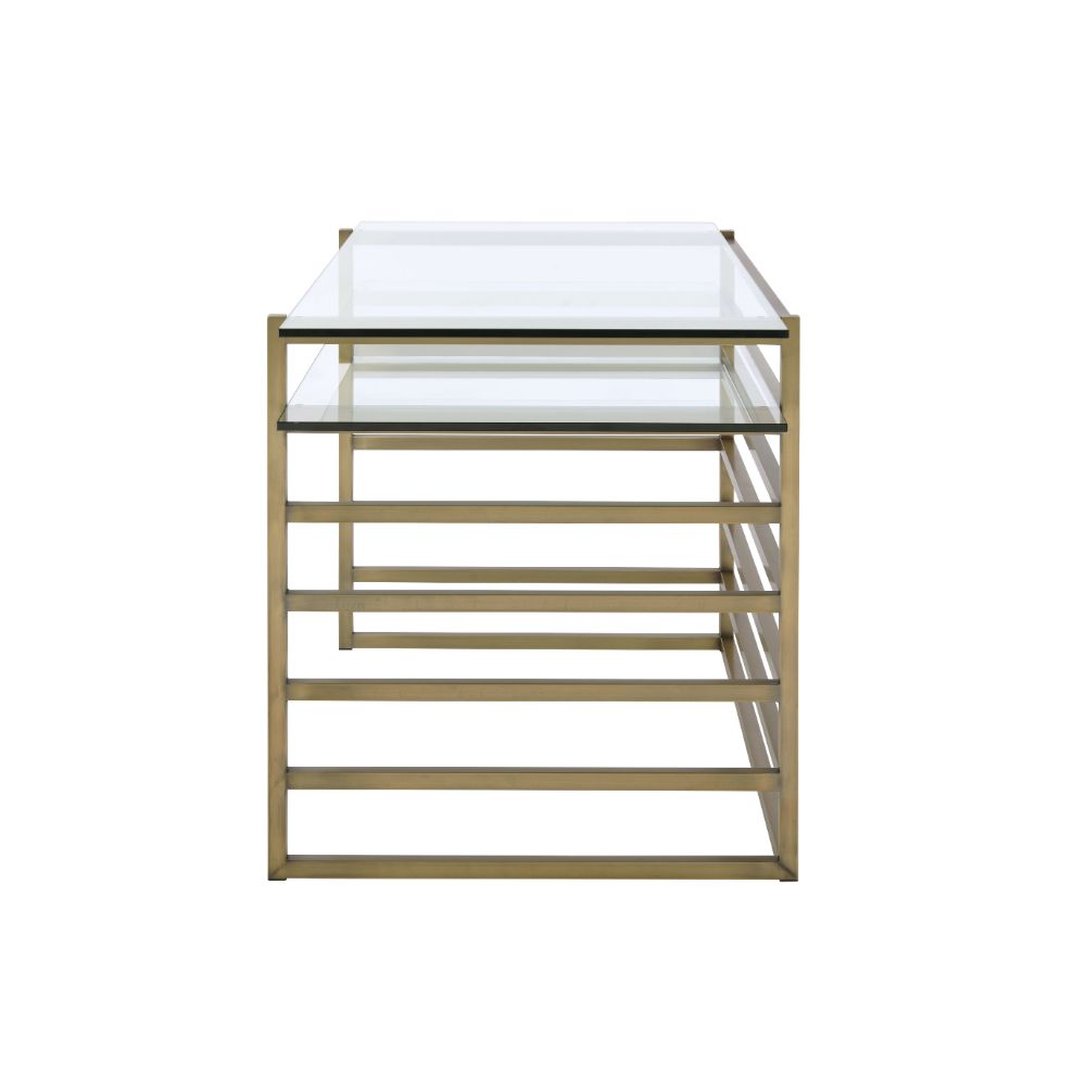 Shona Clear Glass Top & Antique Gold Finish Desk