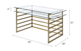 Shona Clear Glass Top & Antique Gold Finish Desk