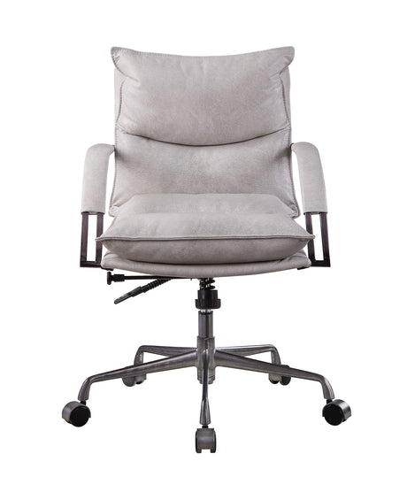 Haggar Vintage White Top Grain Leather Executive Office Chair