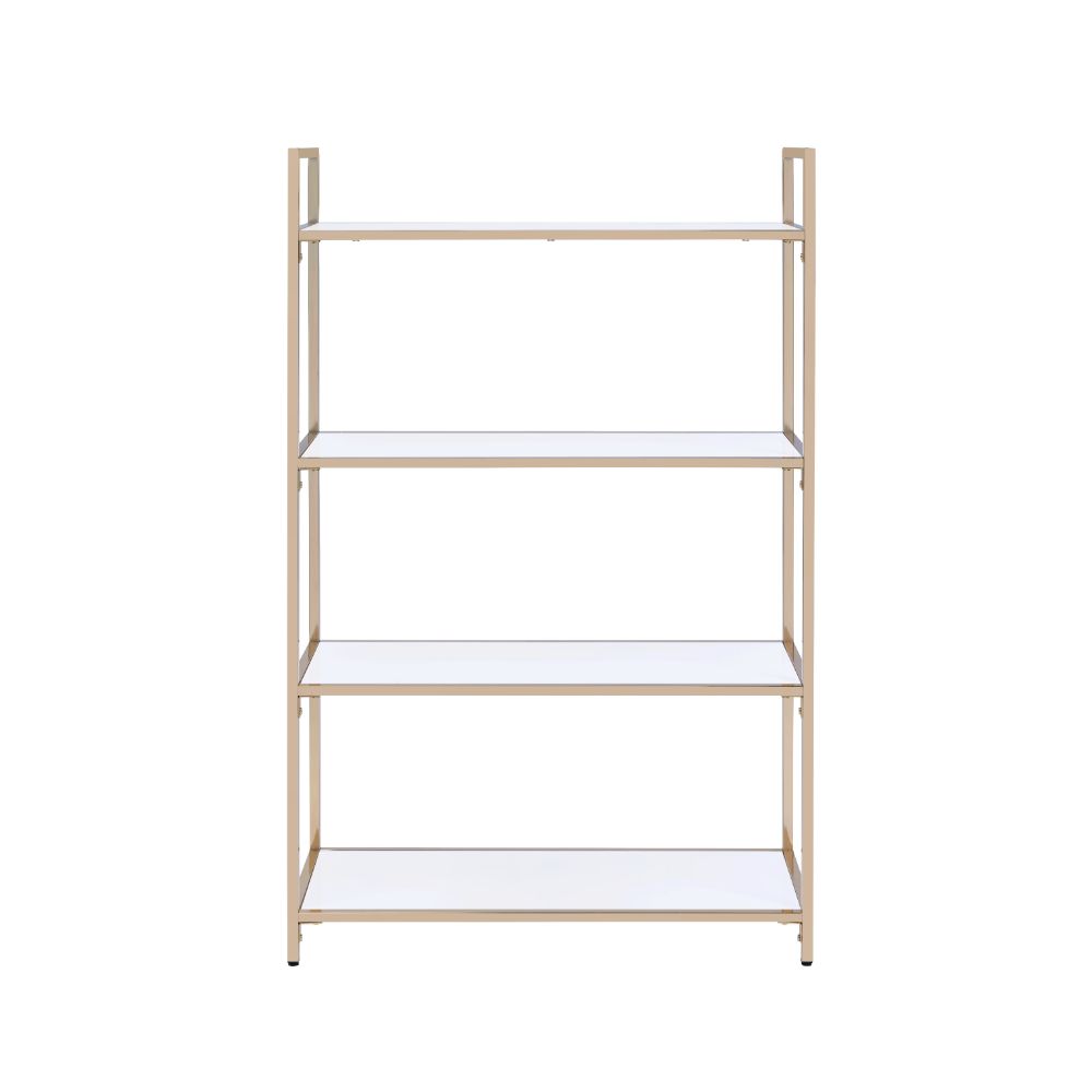 Ottey White High Gloss & Gold Finish Bookshelf