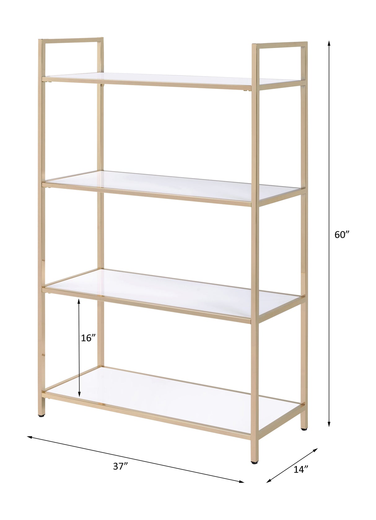 Ottey White High Gloss & Gold Finish Bookshelf