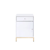 Ottey White High Gloss & Gold Finish Cabinet