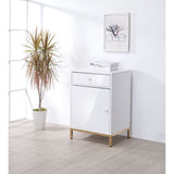 Ottey White High Gloss & Gold Finish Cabinet