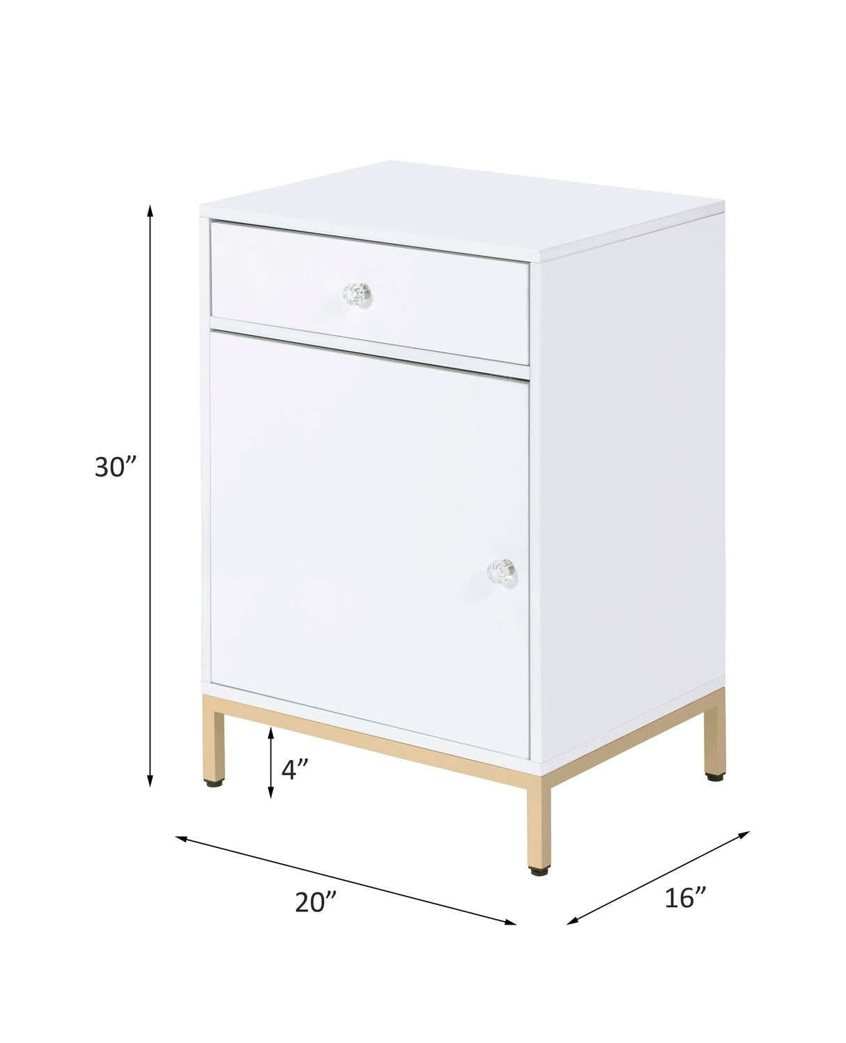 Ottey White High Gloss & Gold Finish Cabinet