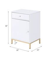 Ottey White High Gloss & Gold Finish Cabinet