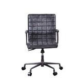 Barack Vintage Black Top Grain Leather & Aluminum Executive Office Chair