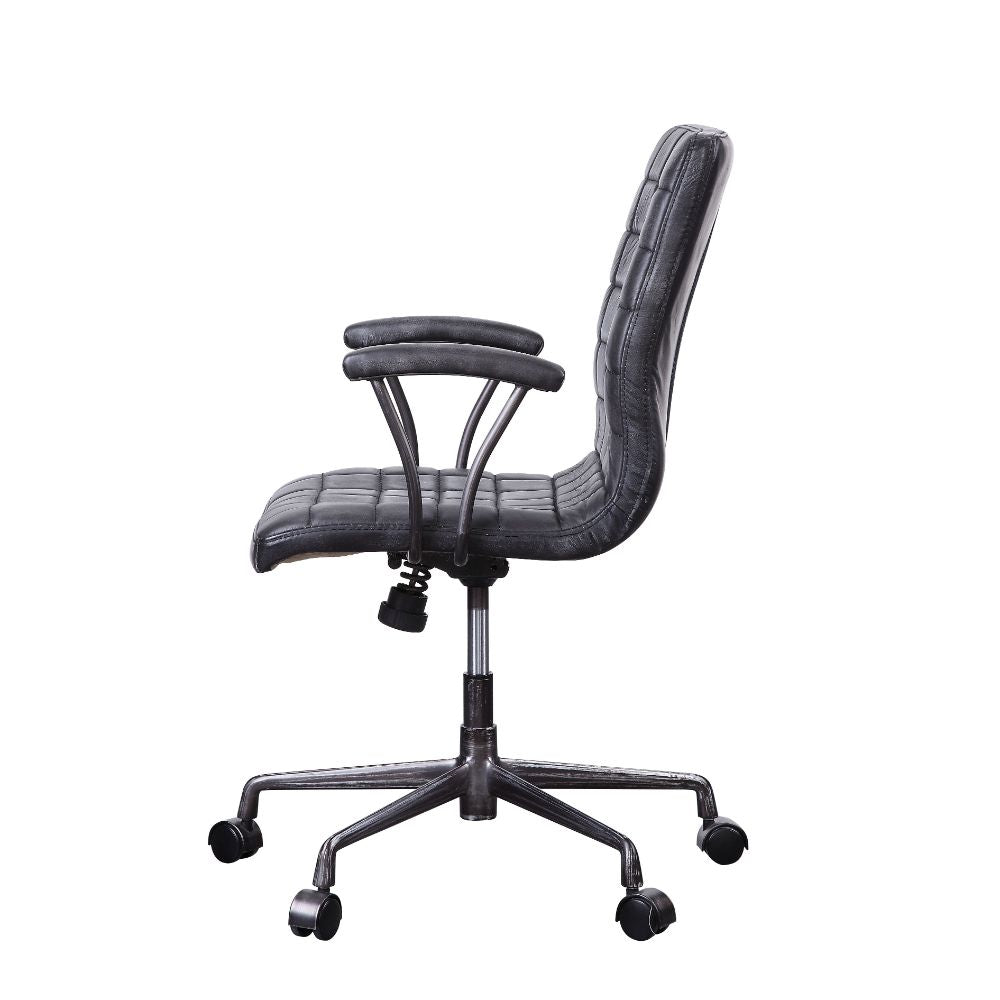 Barack Vintage Black Top Grain Leather & Aluminum Executive Office Chair