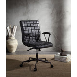 Barack Vintage Black Top Grain Leather & Aluminum Executive Office Chair