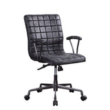 Barack Vintage Black Top Grain Leather & Aluminum Executive Office Chair