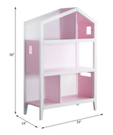 Doll White & Pink Finish Cottage Bookshelf