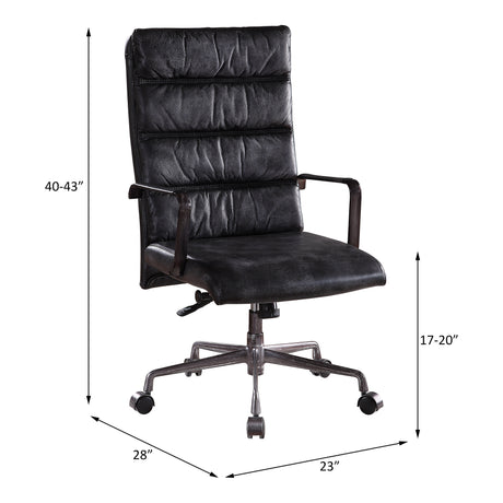 Jairo Vintage Black Top Grain Leather Executive Office Chair