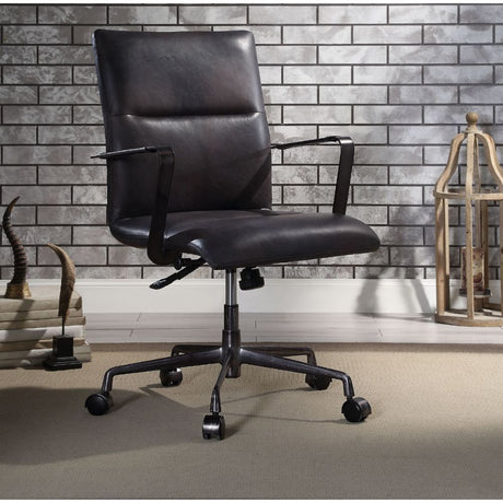 Indra Onyx Black Top Grain Leather Executive Office Chair