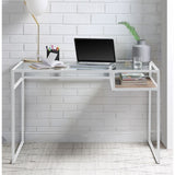 Yasin Glass Top & White Finish Desk