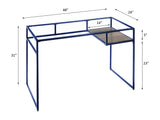 Yasin Glass Top & Blue Finish Desk