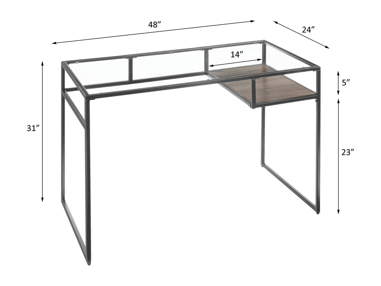 Yasin Glass Top & Gray Finish Desk