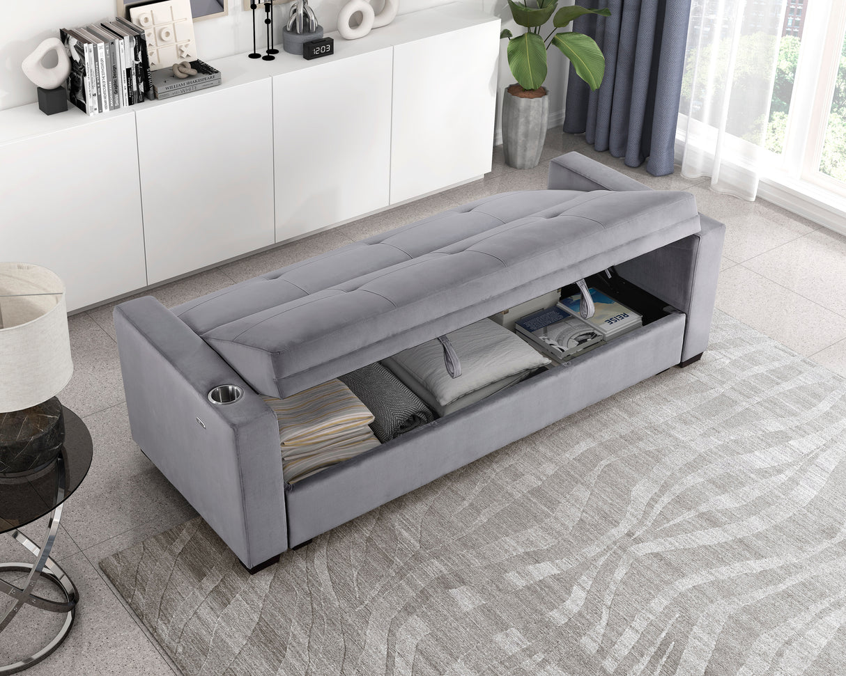 Grady Convertible Sofa With Hidden Storage, Cup Holders And Charging Ports