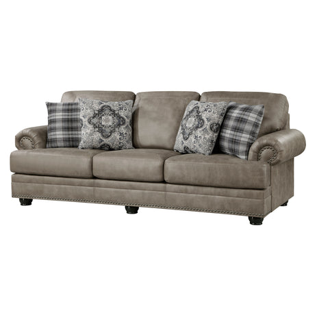 Franklin Exposed Feet With Espresso Faux Wood Sofa