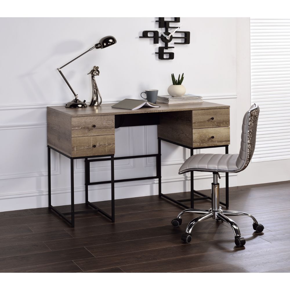 Desirre Rustic Oak & Black Finish Desk