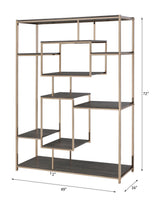 Scaola Rustic Gray Oak & Champagne Finish Bookshelf