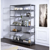 Vonara Rustic Gray Oak & Chrome Finish Bookshelf