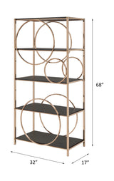 Hudice Black Oak & Champagne Finish Bookshelf