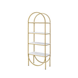 Lightmane White High Gloss & Gold Finish Bookshelf