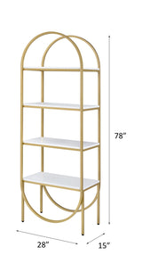 Lightmane White High Gloss & Gold Finish Bookshelf