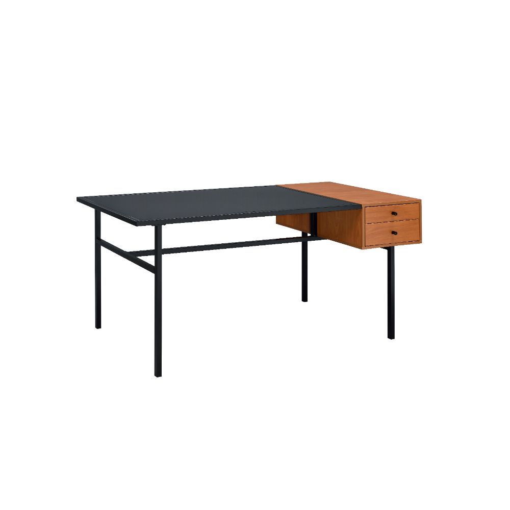 Oaken Honey Oak & Black Finish Desk