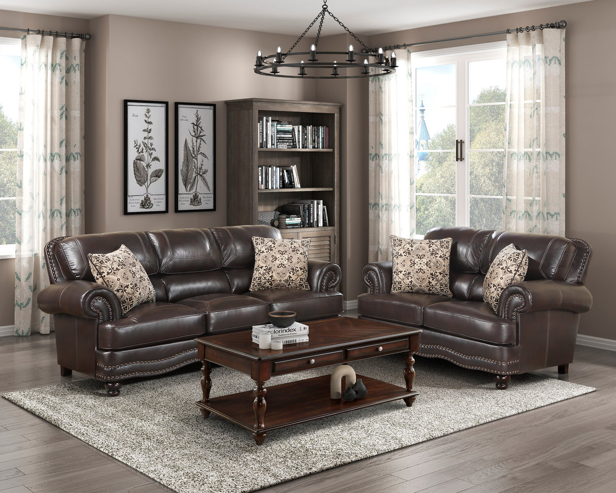 Milford Exposed Wood Feet With Espresso Sofa