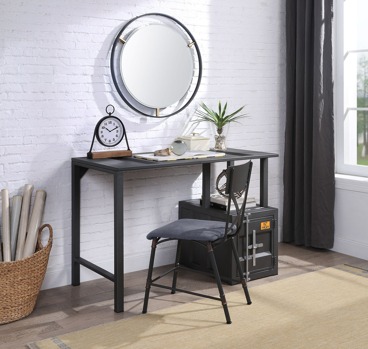 Cargo Gunmetal Finish Writing Desk