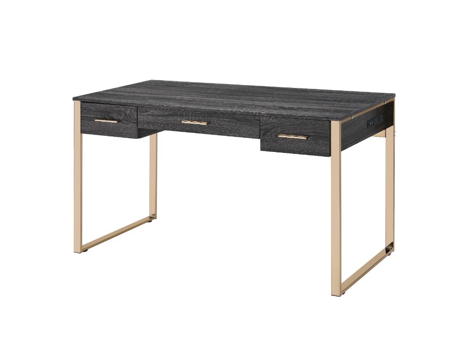 Perle Champagne Gold & Black Finish Writing Desk