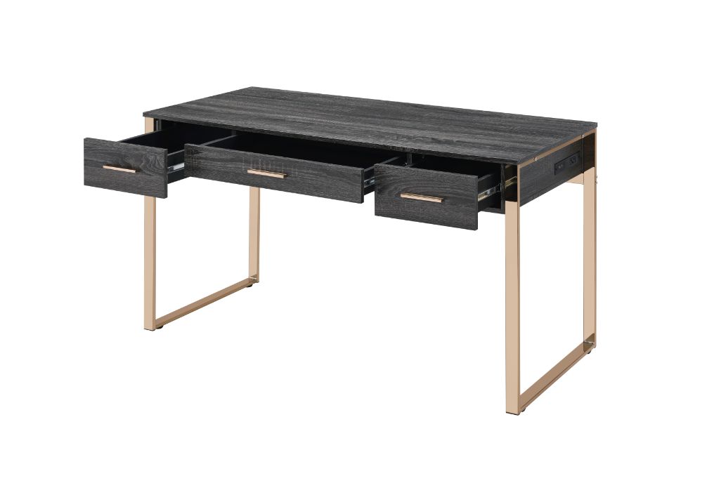 Perle Champagne Gold & Black Finish Writing Desk