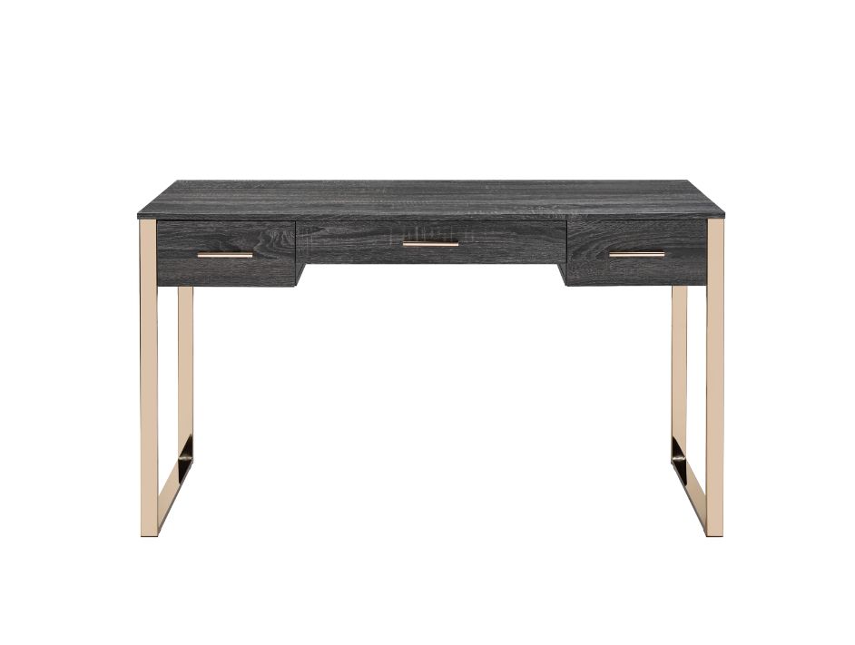 Perle Champagne Gold & Black Finish Writing Desk