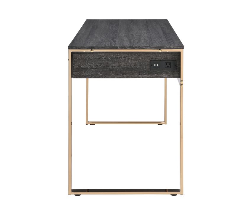 Perle Champagne Gold & Black Finish Writing Desk