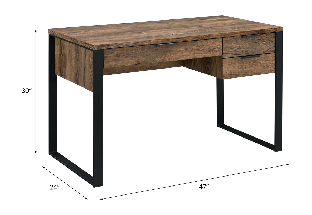 Aflo Weathered Oak & Black Finish Writing Desk