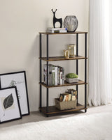 Nypho Weathered Oak & Black Finish Bookshelf